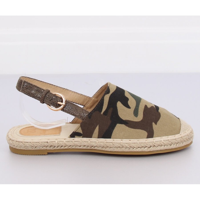 Espadriller med en öppen häl i camo HH-119 kamouflage grön
