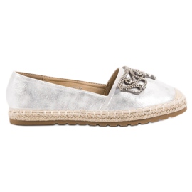 Ideal Shoes Silver Espadriller med prydnader grå
