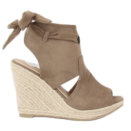 Gröna espadriller på kilar LM-023 Grön mångfärgad