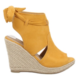 Gul Espadrilles på kilar gul LM-023 Gul