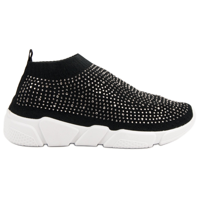 Textil sportskor med kristaller svart