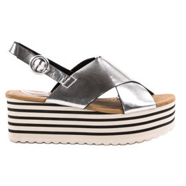 Corina Silver Wedge Sandaler grå
