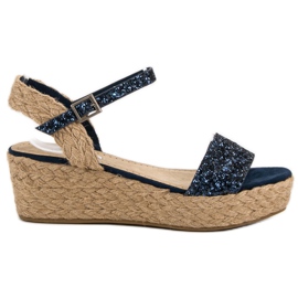 Corina Glitter Wedge Sandaler blå