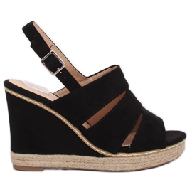 Svarta sandaler på kilklack 9069 Svart