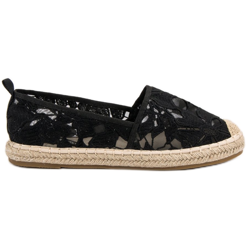 Lucky Shoes Svart spets Espadrilles