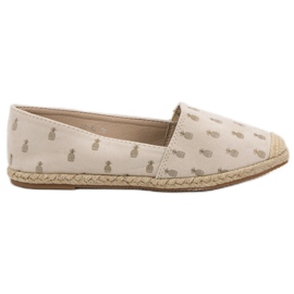 Lucky Shoes Beige Espadrilles i ananas