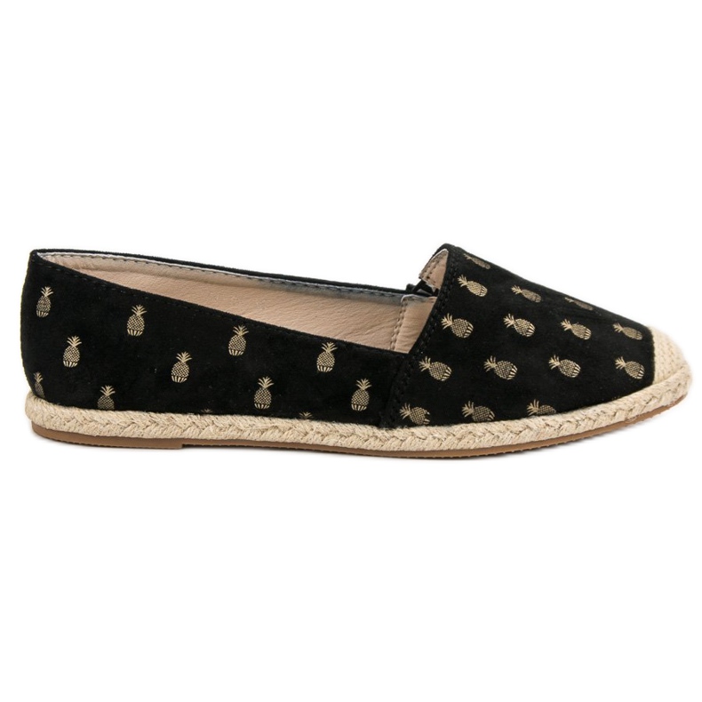 Lucky Shoes Svarta espadriller i ananas