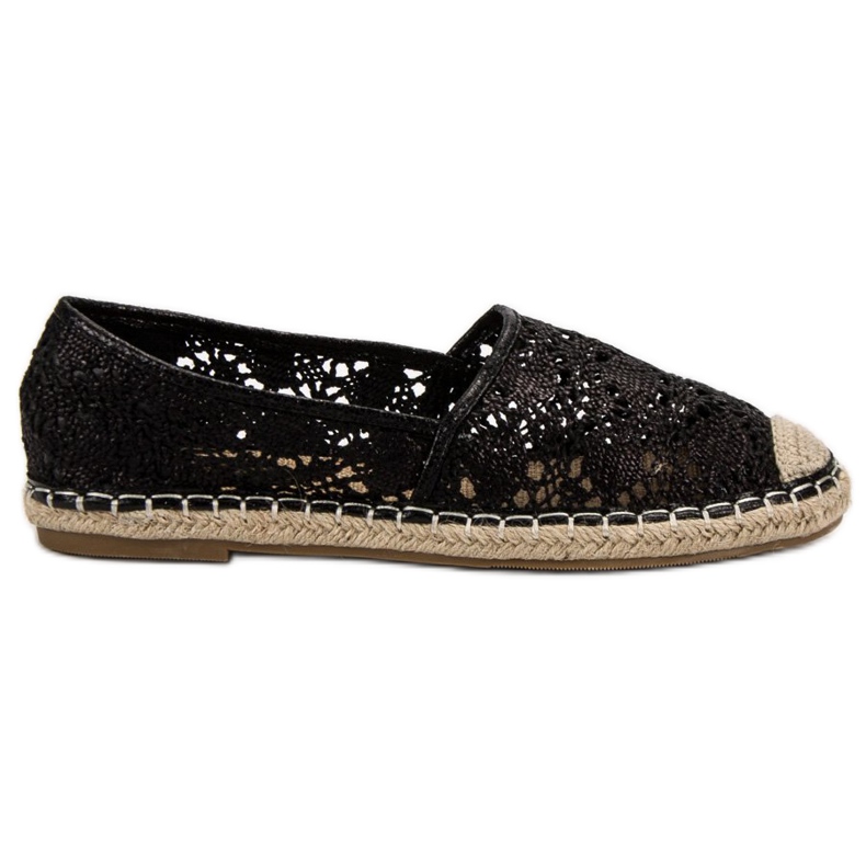 Lucky Shoes Svart spets Espadrilles