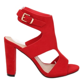 Röda sandaler på stolpen J-8711 Röd