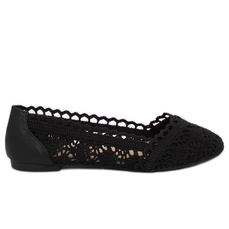 Svart 4701 Black openwork ballerinor