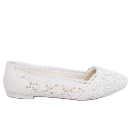 Vit genombruten ballerinas 4701 Vit