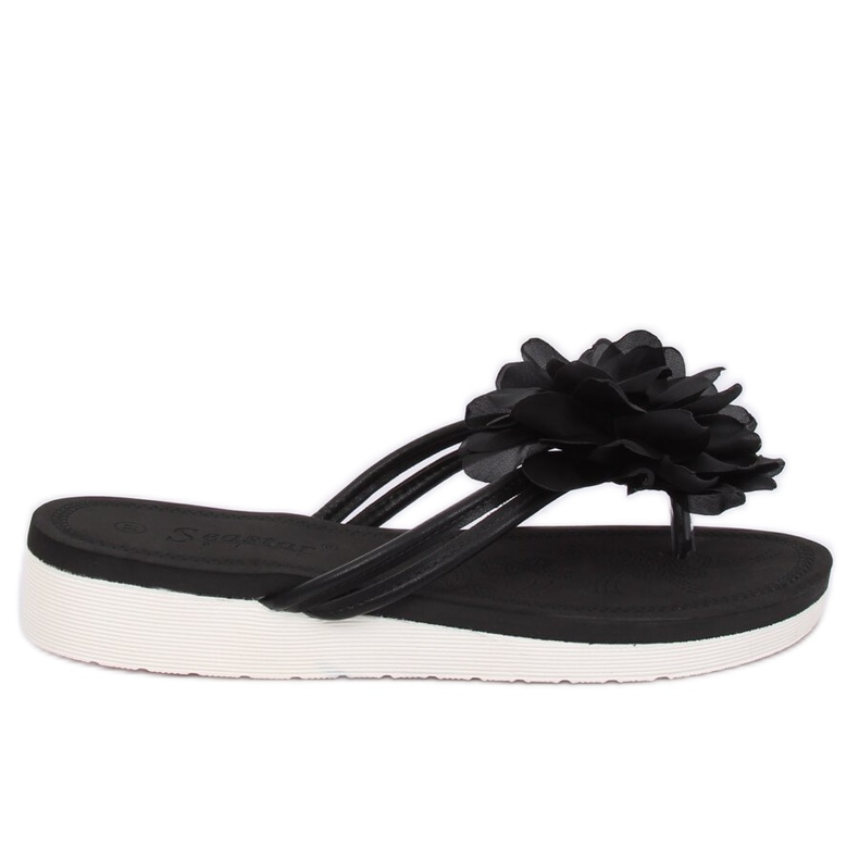 Svarta flip-flops med blomma CK103 svart