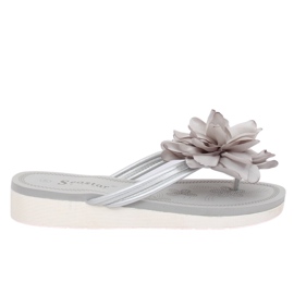 Grå Flip-flops med blomma CK103 Grå