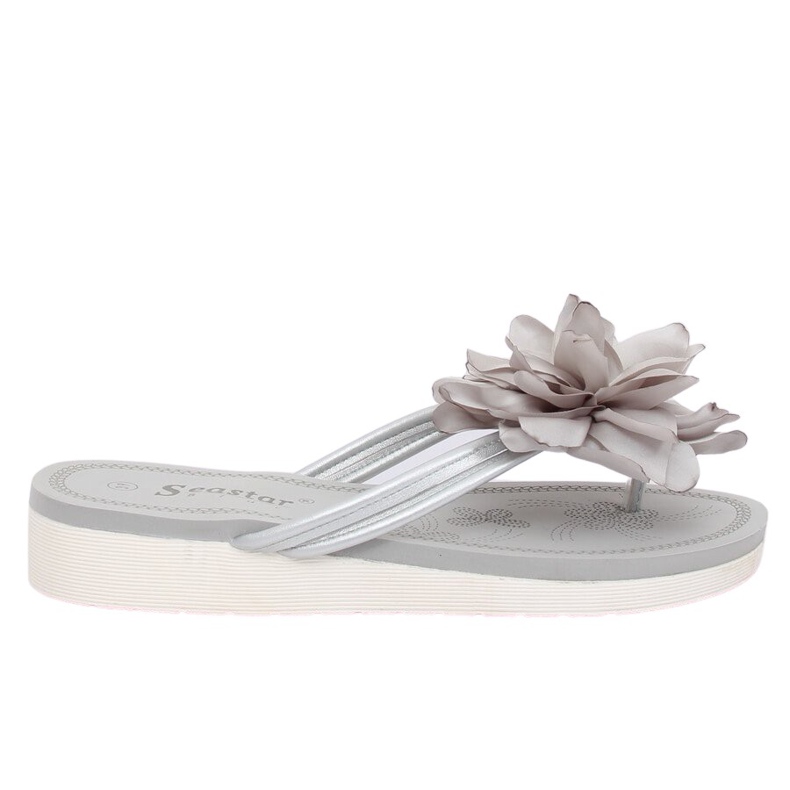 Grå Flip-flops med blomma CK103 Grå