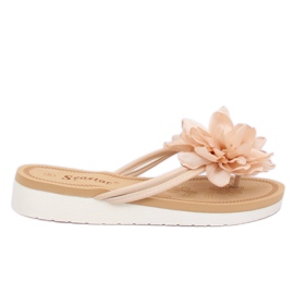 Flip-flops med blomma beige CK103 Beige