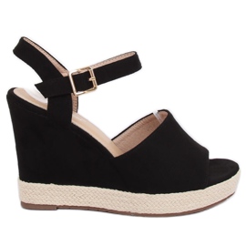 Svarta sandaler på en kil svart FD-5M14 Svart