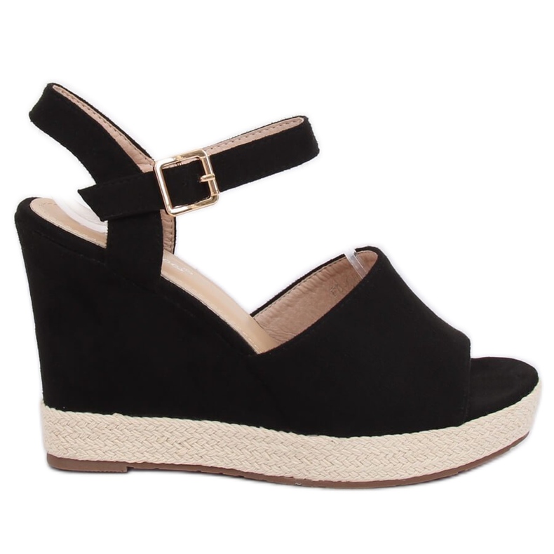 Svarta sandaler på en kil svart FD-5M14 Svart