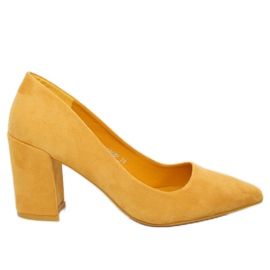 Pumpar med breda klackar gul LE060P Gul