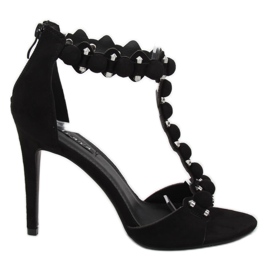 Svarta sandaler på hög klack GH-5A5733 Svart