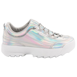 Holo silverlackade sneakers grå