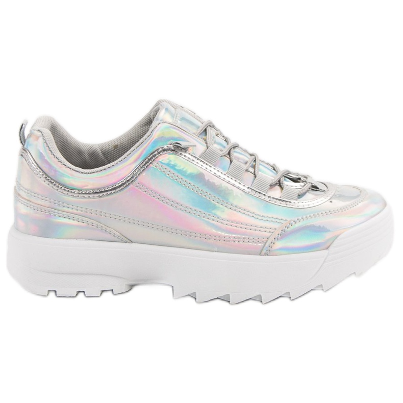 Holo silverlackade sneakers grå