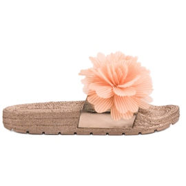 Seastar Orange tofflor med blommor gul