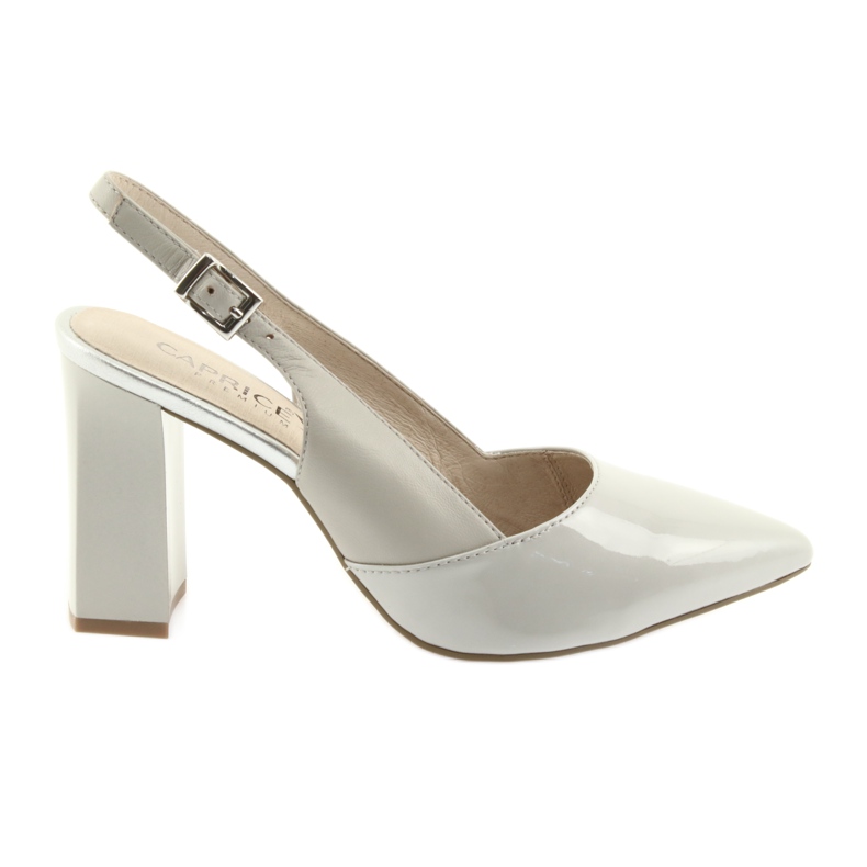 Grå damsandaler på stolpen Caprice 29604