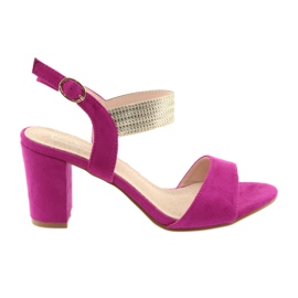 Sandaler på stolpen av Filippo DS817 fuchsia / guld rosa