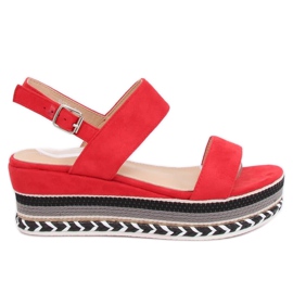 Sandaler med hög sula röd 9073 Röd