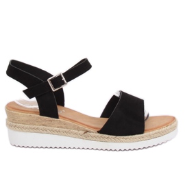 Svarta sandaler på en låg kilklack 7868-KL Svart