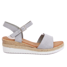 Grå sandaler på en låg kilklack 7868-KL Grå