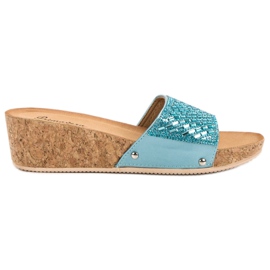 Primavera Blue Wedge Tofflor blå