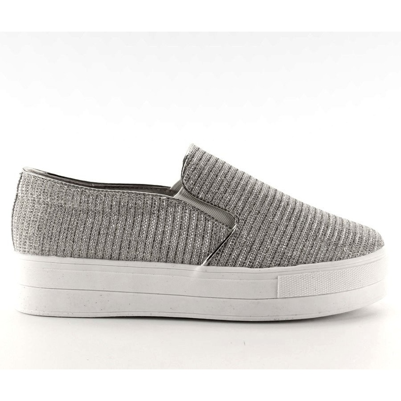 Slip-on ribbat material T225P Silver grå