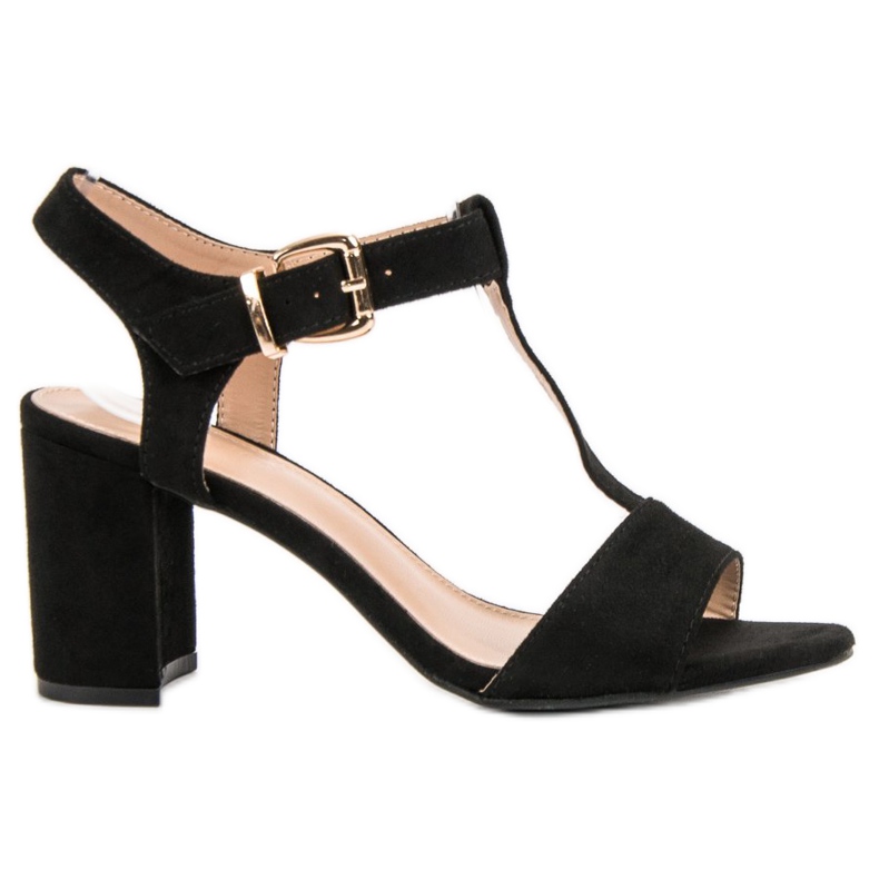 Anesia Paris Svarta sandaler på en bar