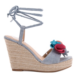 Seastar Knutna sandaler på kilen blå mångfärgad