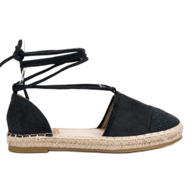 Seastar Bundet Espadrilles med kristaller svart