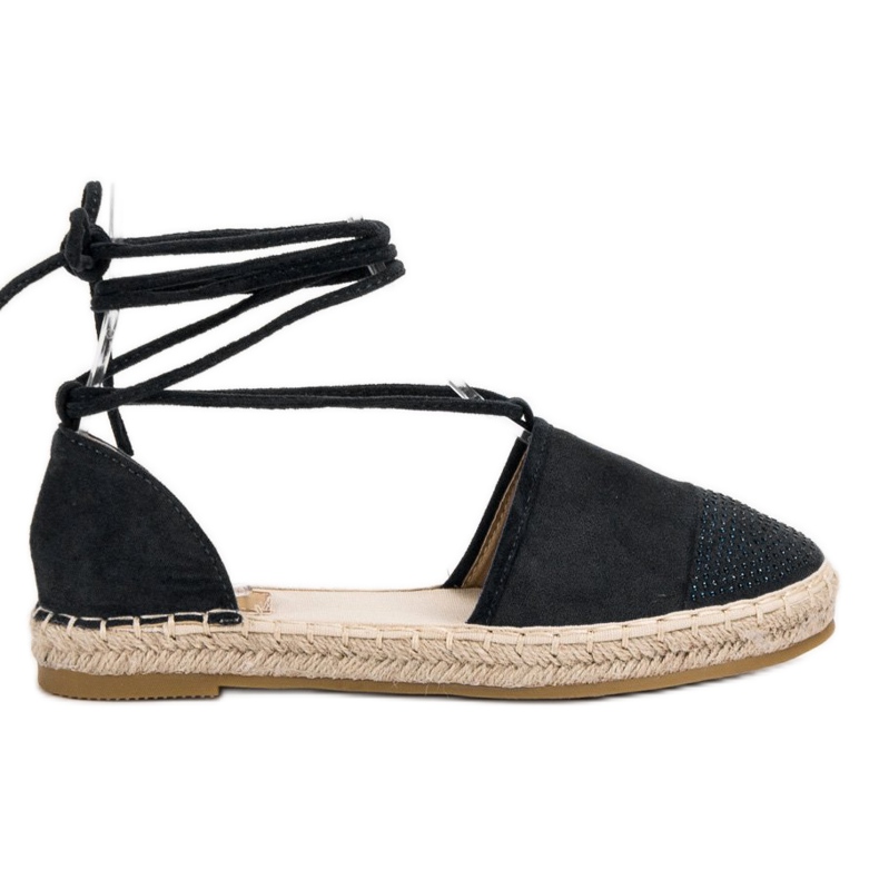 Seastar Bundet Espadrilles med kristaller svart