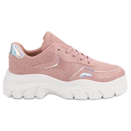 Rosa sneakers med Holo -effekt