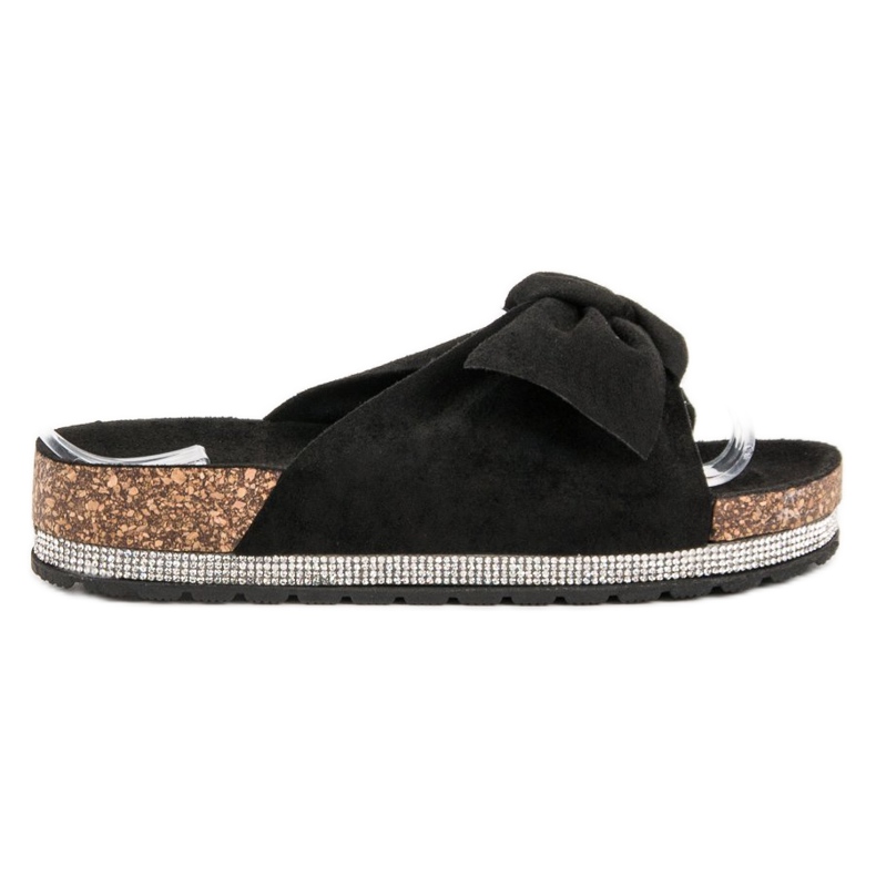 Anesia Paris Mocka tofflor med kristaller svart