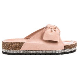 Anesia Paris Mocka tofflor med kristaller rosa