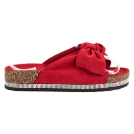 Anesia Paris Mocka tofflor med kristaller röd