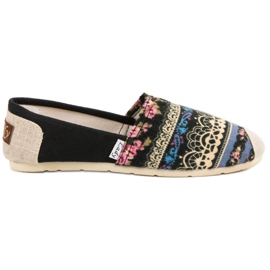 Lady Fashion Slip On Boho Sneakers svart mångfärgad