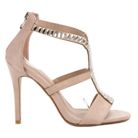 SHELOVET Sexiga sandaler på en hög klack brun