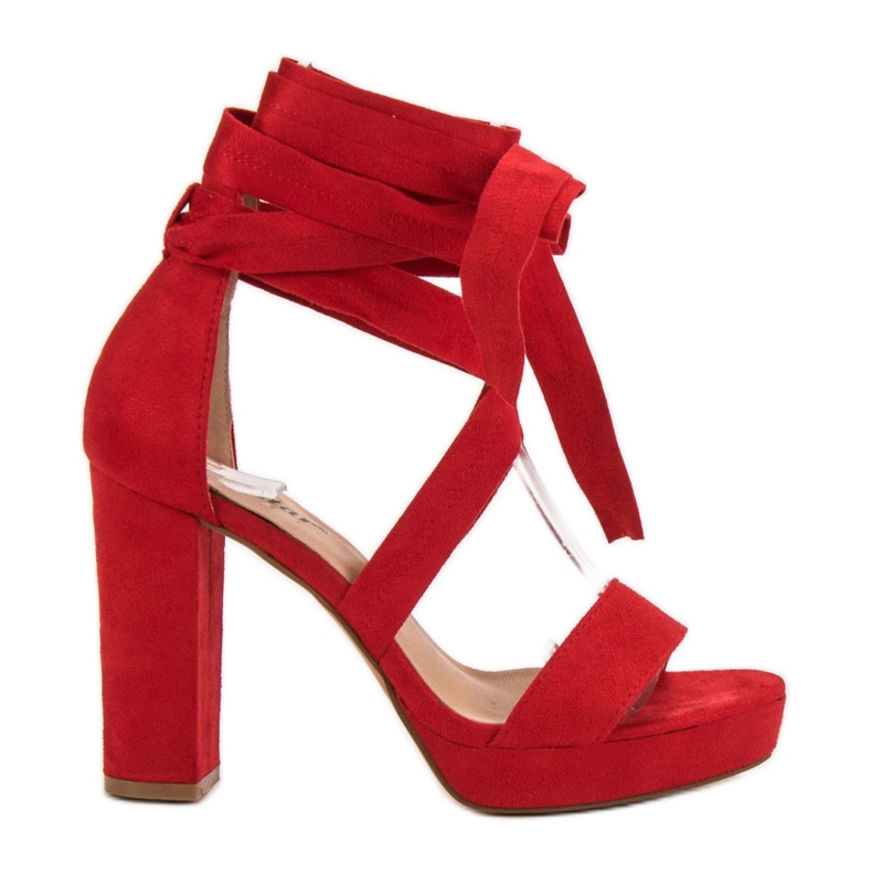 Seastar Knutna sandaler på plattformen röd
