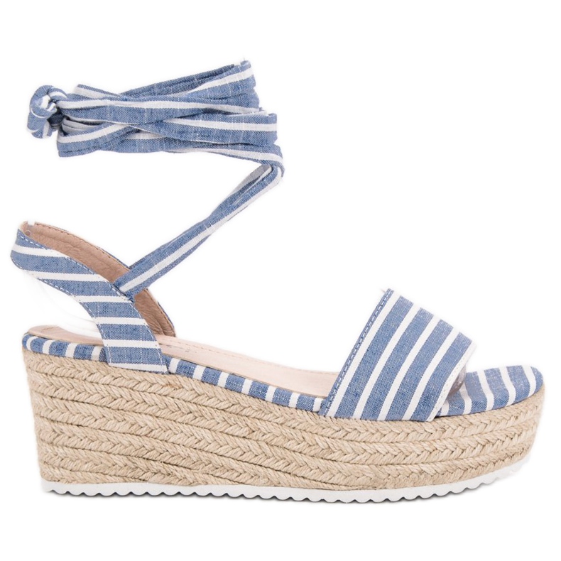 Seastar Randiga sandaler på kilen blå