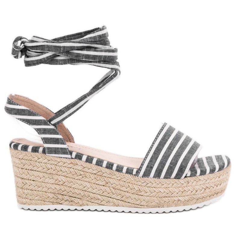 Seastar Randiga sandaler på kilen grå