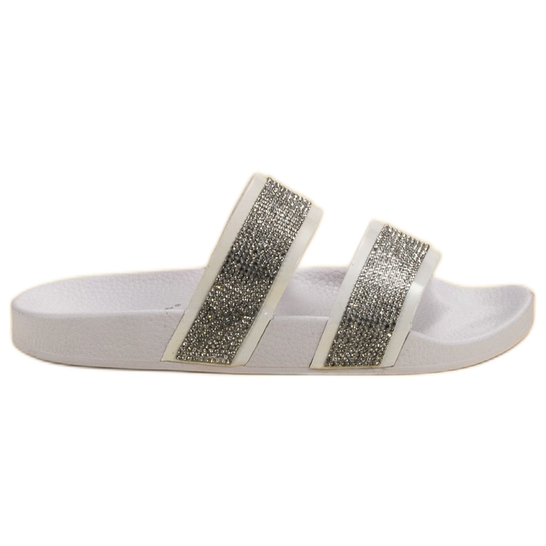 Seastar Vita tofflor med kristaller mångfärgad