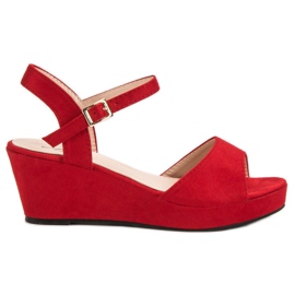 SHELOVET Röda mockasandaler