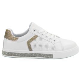 Ideal Shoes Sportskor med Cubic Zirconia vit