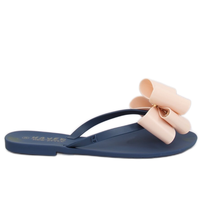Tofflor meliski marinblå-beige KM104 NAVY / D.BEIGE brun
